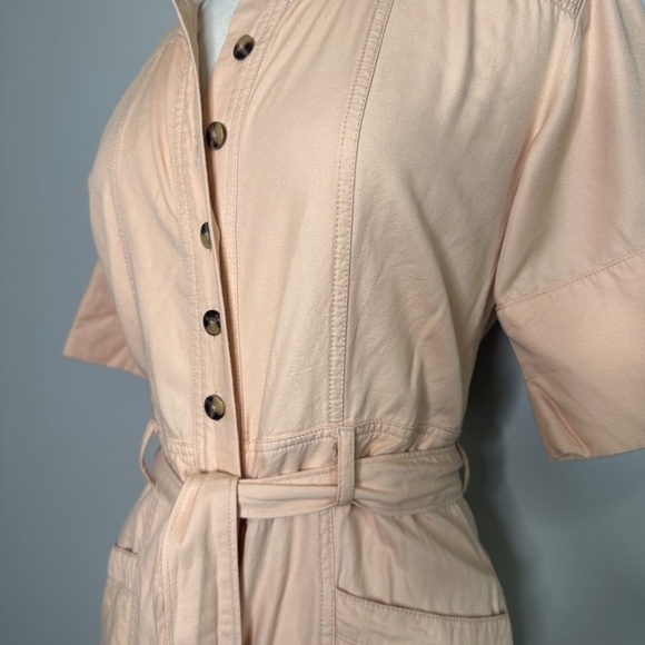 Madewell Top Stitched Coverall Belt Jumpsuit Peach/Pink Womens Size 2 - Picture 7 of 13
